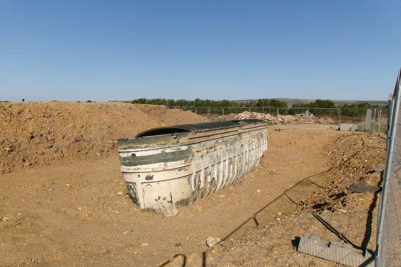 Partially uncovered large septic tank on the Isle of Wight, England
